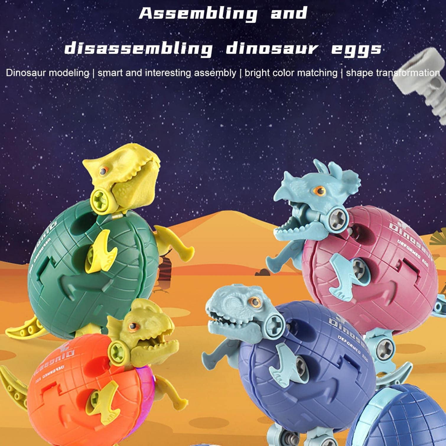 4PCS Dinosaur Robot Transforming Toys, 2 in 1 Jurassic Dino, Transform