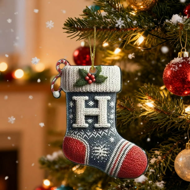 Hogar y jardín, Decoración navideña, Adornos navideños acrílicos de 26 letras para colgar en el árbol de Navidad, regalo festivo, Decoraciones para festivales