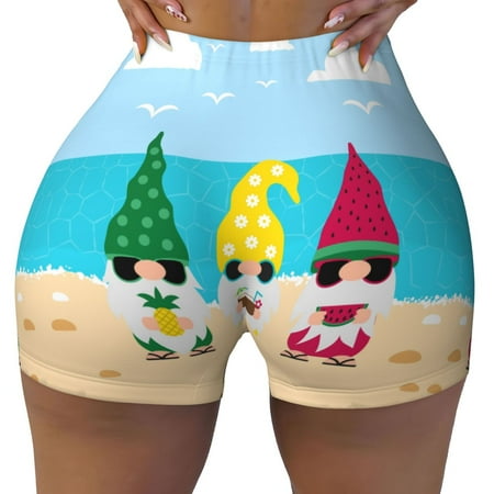 Workout Shorts Women  Gnomes On The Beach Biker Shorts for Women Running Gym Spandex Shorts Tummy Control