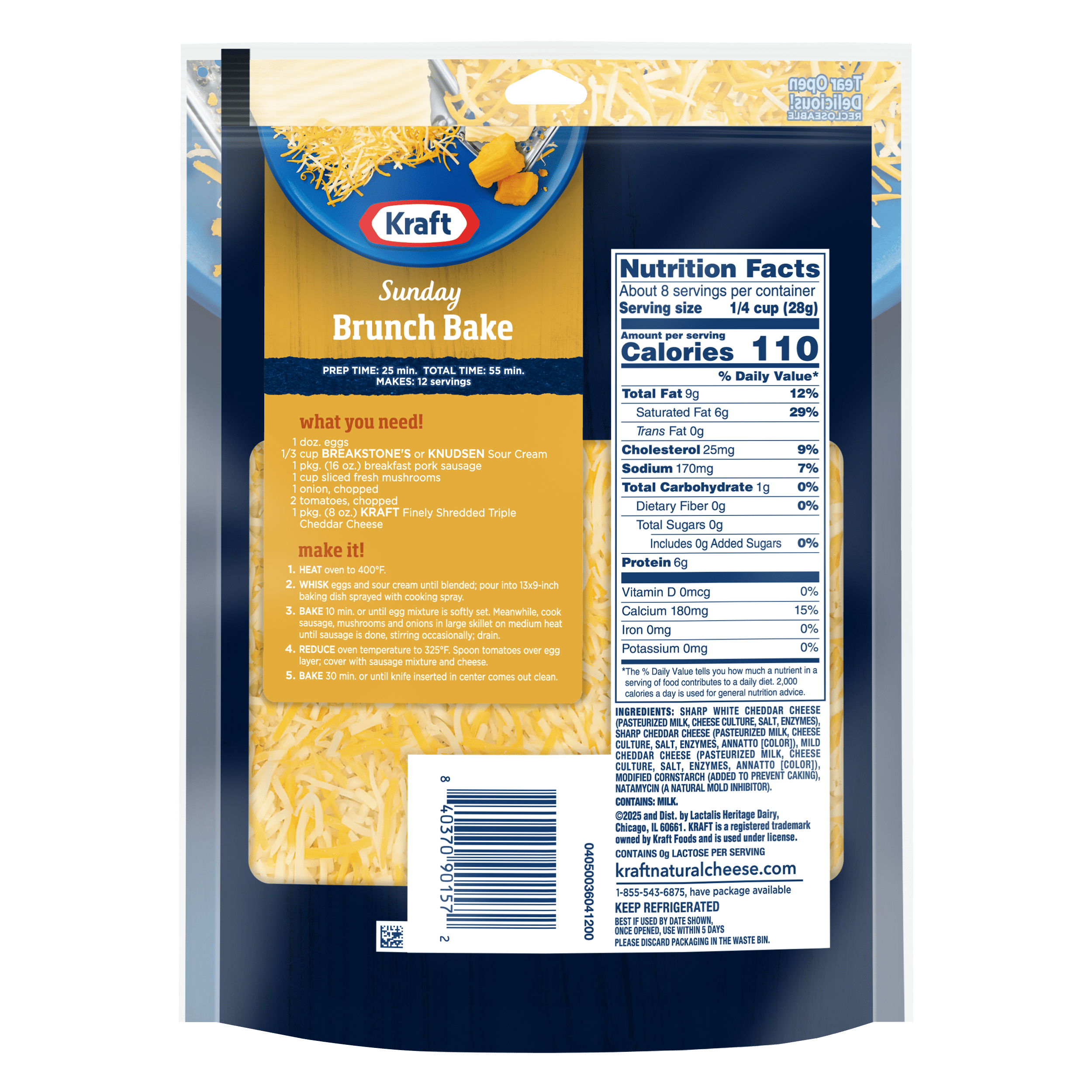 Kraft Triple Cheddar Finely Shredded Natural Cheese 8oz Bag