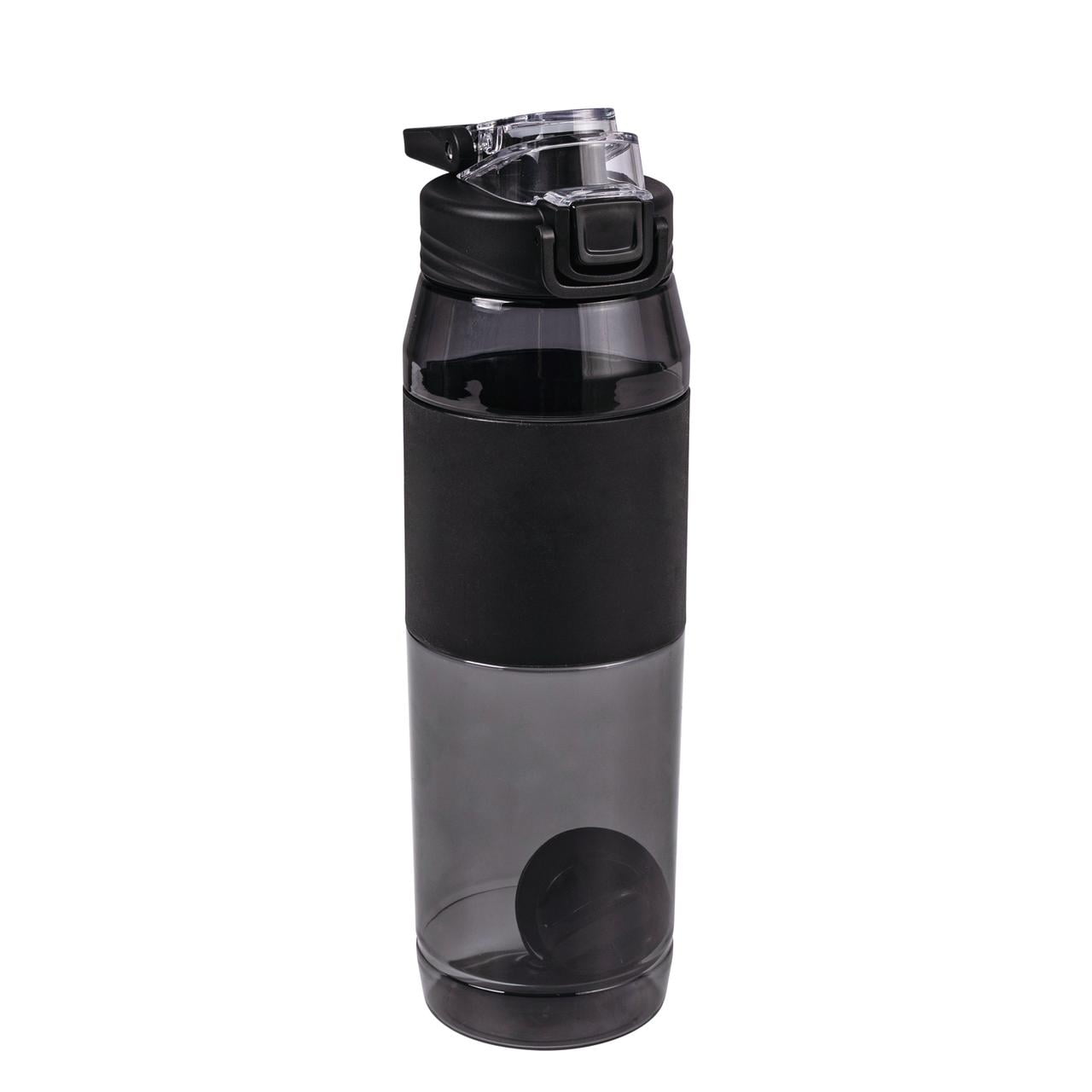 Mainstays 32 Fluid Ounces Shaker Water Bottle, Black, with Ball, Tritan