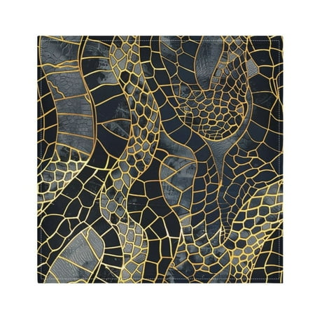 

JSTEL Snake Skin Print Gold Cloth Napkins Set of 4 20x20 Inch Washable and Reusable Napkin for Decoupage Dinner Party Everyday Use