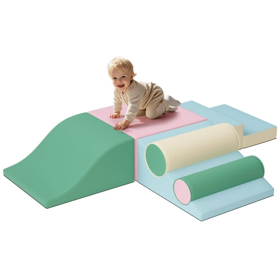 Tolead Soft Climbing Toys for Toddlers, Crawling and Sliding Pink Foam Block Soft Gym Play Sets for Preschool,Shopping Mall Rest Areas, Colorful