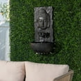 thumbnail image 3 of XBrand 30 in H Fiber Resin Wall Buddha Zen Outdoor Garden Water Fountain w/ warm LED Light, Black, 3 of 6