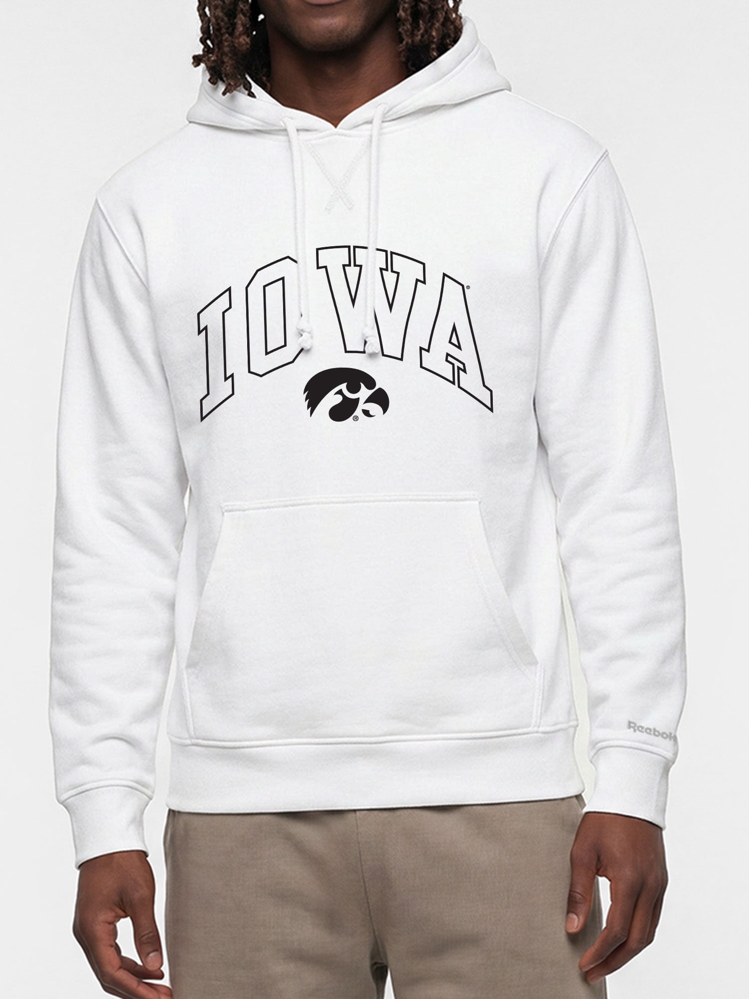 Iowa Hawkeyes Reebok Mens White Hooded Sweatshirt