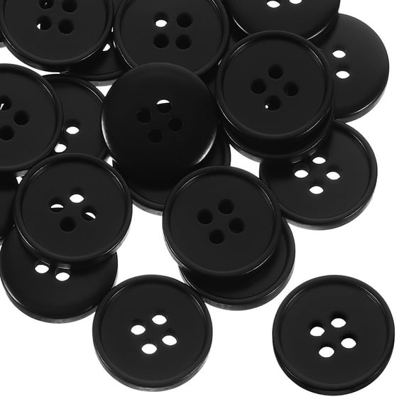 WHAMVOX 100 Pcs Four Large Black Button Resin Buttons Holes