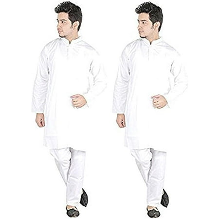 

Royal Men s White Active Wear Pure Cotton Kurta Pyjama Set of 2