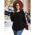thumbnail image 6 of Long Sleeve Shirts for Women Fall Sweaters Casual Tunic Tops Loose Fit Winter Clothing Black XXL, 6 of 7