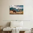 thumbnail image 2 of Elephant Stock Bison Mountain Landscape Wall Art - Horizontal Canvas Wall Art - Living Room Wall Decor - Animal Canvas - Brown And Blue Decor - 30" x 20", 2 of 8