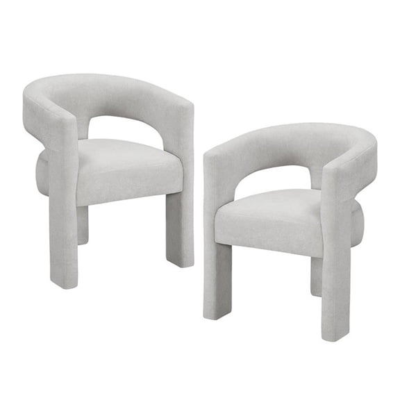 Pemberly Row Contemporary Boucle Dining Chairs - Set of 2 in Light Gray
