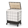 thumbnail image 1 of Costway 110L Large Capacity Handwoven Rattan Laundry Basket with Lid & Lockable Wheels, 1 of 9