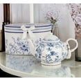 thumbnail image 3 of STP GOODS Vintage Blue Flowers Kitchen Teapot for Loose Tea Bone China Teapot 33.81 fl oz (1 L) Tea Brewer Porcelain Tea and Coffee Pot Kettle for Blooming Teas, 3 of 7