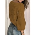 thumbnail image 3 of Womens 2023 Cute Elegant Soft Crewneck Long Sleeve  Cable Knit Pullover Sweaters, 3 of 9