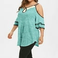 thumbnail image 3 of Pntutb Womens,Plus Size Women's Summer Casual Strap Leaky Shoulder Sequin Short Sleeve T-Shirt, 3 of 6