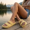 thumbnail image 5 of Cushionaire Fame Pillow Recovery Sandals for Women, Adjustable Double Buckle Waterproof EVA Cloud Slides for Women, 5 of 19