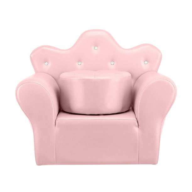Enyopro Children Sofa With Footstool, Pink Leather Chair And Footstool