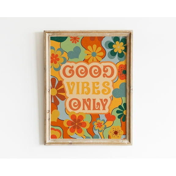 70s Poster, Hippie Home Decor, 70s Floral Pattern Print, Retro Wall Art,Hippie Print, Vintage Poster, 70s Flower ,Painting Art, Dining Room Wall Decor Ideas, Art Deco Frameless 12x16inch
