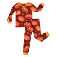 thumbnail image 3 of Miaoju Pumpkin Pajamas Set Jack O Lantern Print Long Sleeve Two Piece Top And Pants Ultra Soft Cozy Sleepwear Loungewear Holiday Gift Nightwear, 3 of 6