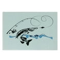 thumbnail image 3 of Fishing Cutting Board, Big Pike Fish Catching Wobblers Reel Trap in River Raptorial Predator Hunting Print, Decorative Tempered Glass Cutting and Serving Board, Small Size, Black Blue, by Ambesonne, 3 of 5