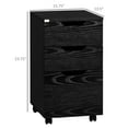 thumbnail image 3 of 3 Drawer Office Storage Cabinet, Under Desk Cabinet With Wheels, Black Wood Grain, 3 of 9
