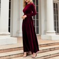 thumbnail image 6 of Womens Spring Autumn And Winter Elegant Temperament Style Long Dress Gold Velvet Solid Color High End Dress Long Sleeved Round Neck Dress Dresses for Women Long Sleeve Fall Concert Dresses Dresses, 6 of 6