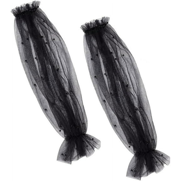 Black AHANDMAKE Pearl Wedding Sleeves Nylon Removable Mesh Puff Sleeve Arm Sleeves for Wedding Dresses Sweater Prom Opera Party