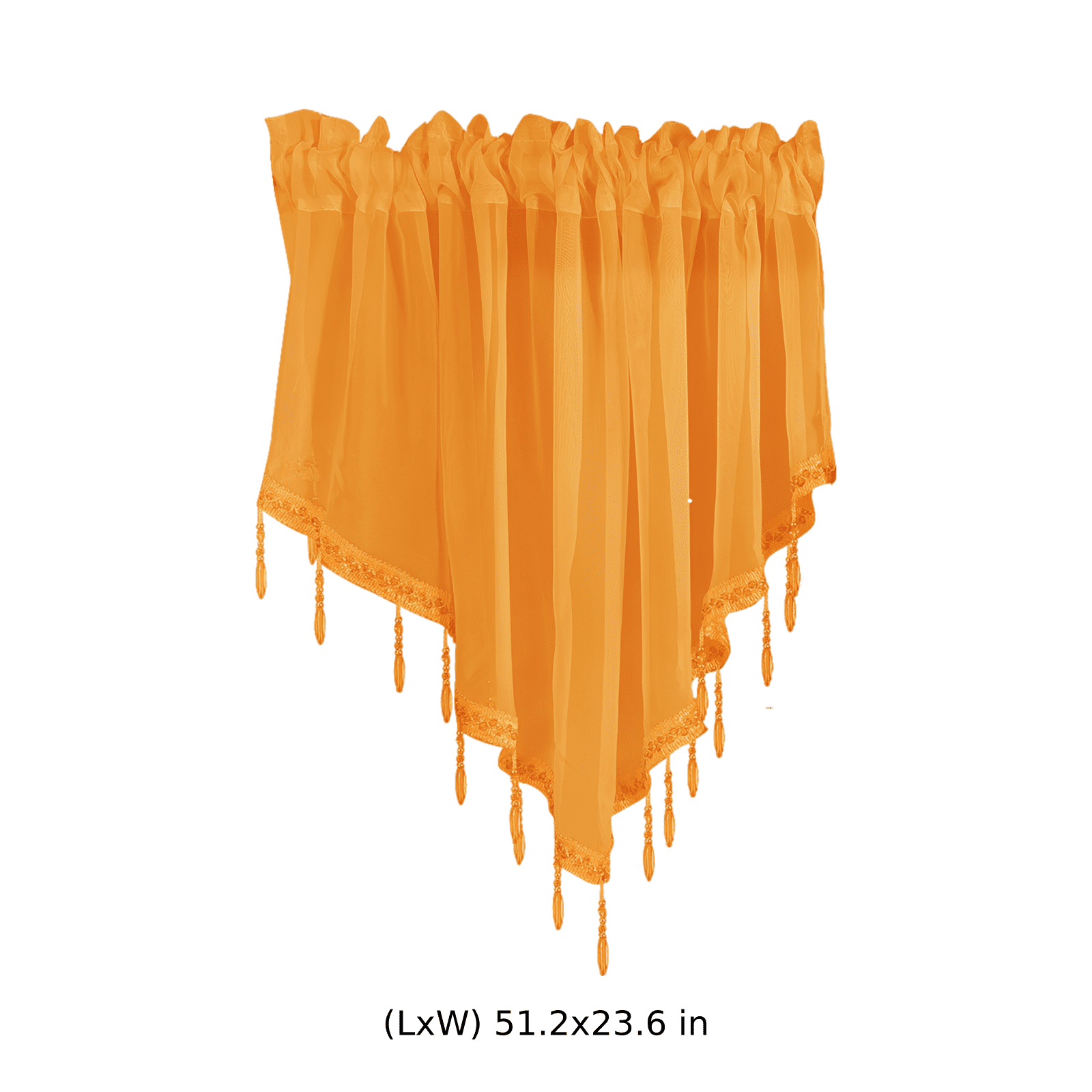 3 Pcs Sheer Triangle Window Valance Curtains, 51.2 x 23.6 in Rod Pocket Valances for Small Kitchen Bathroom Windows, Lightweight Polyester Beaded Decor Set