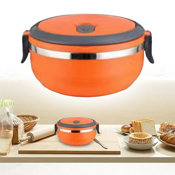 Single Layer Stainless Steel Food Container Round Insulated Lunch Box Thermo Vacuum Flask For Travel Hot Food Storage Reusable Lunch Container For Office School And Work