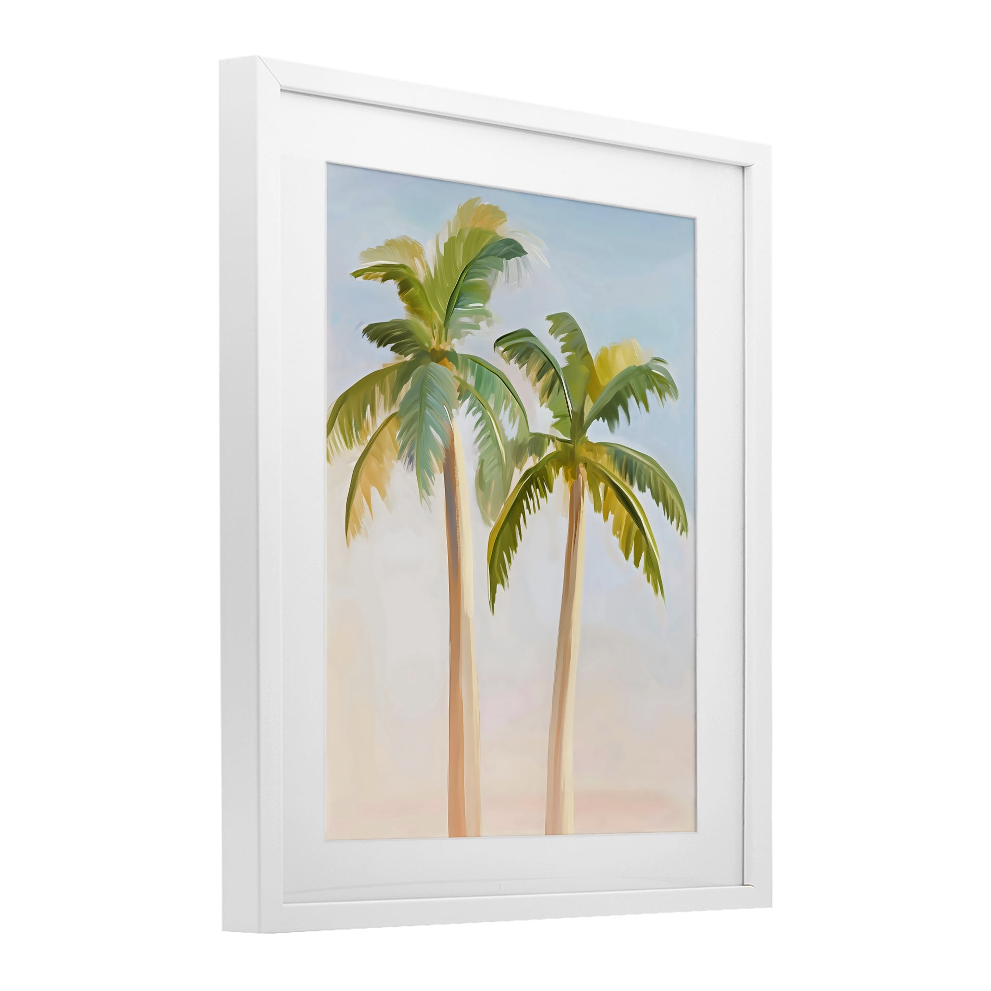 Stupell Industries Tropical Palm Twins at Sunrise White Framed Print Under Glass, design by The Prints Vibe