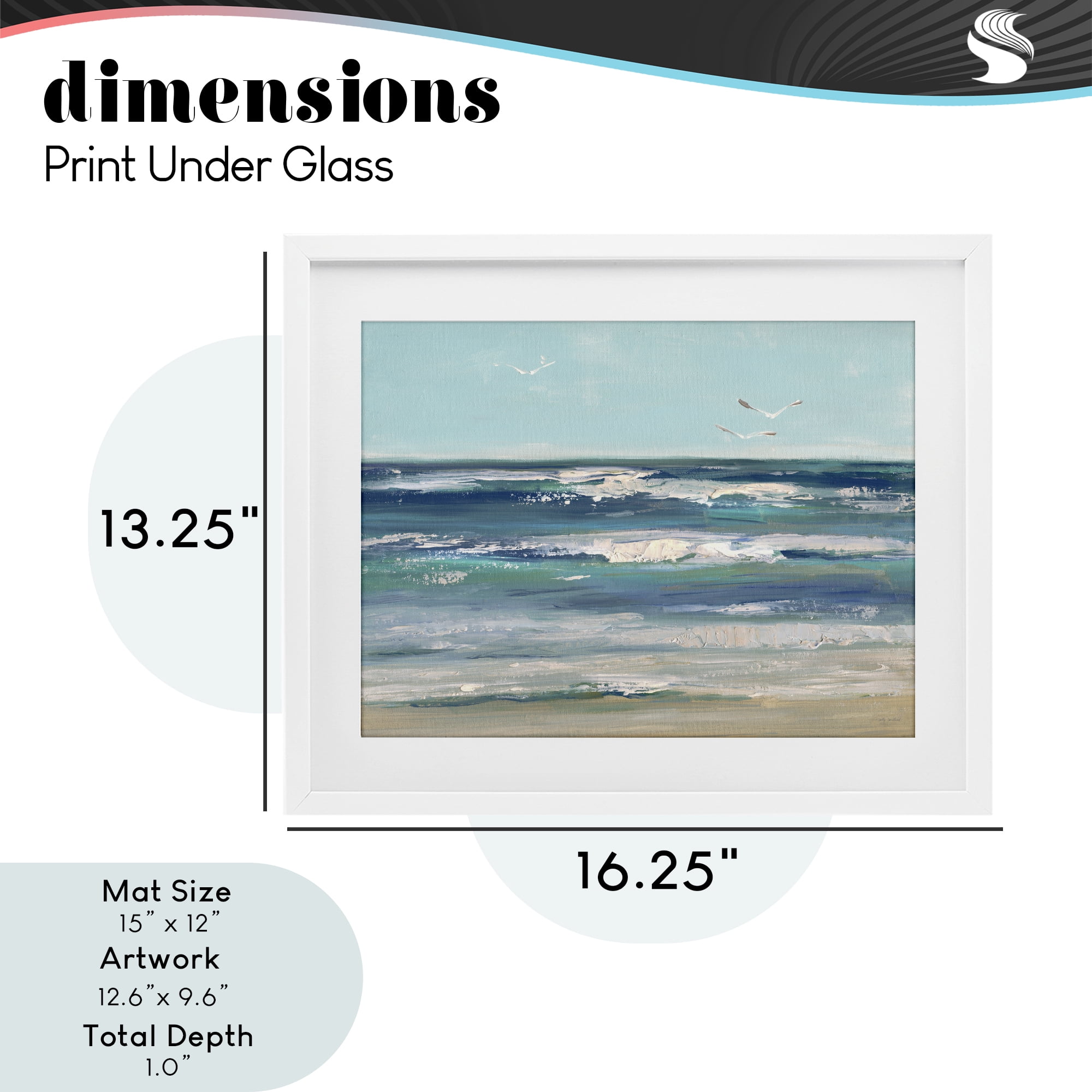 Stupell Industries Seagulls over Rolling Waves White Framed Print Under Glass, design by Sally Swatland