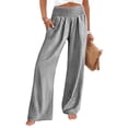 thumbnail image 3 of ANRABESS Women's Gingham Palazzo Pants, High Waisted Wide Leg Lounge Pants with Pockets, Casual Summer Beach Vacation Pants, Black White Plaid Medium, 3 of 10