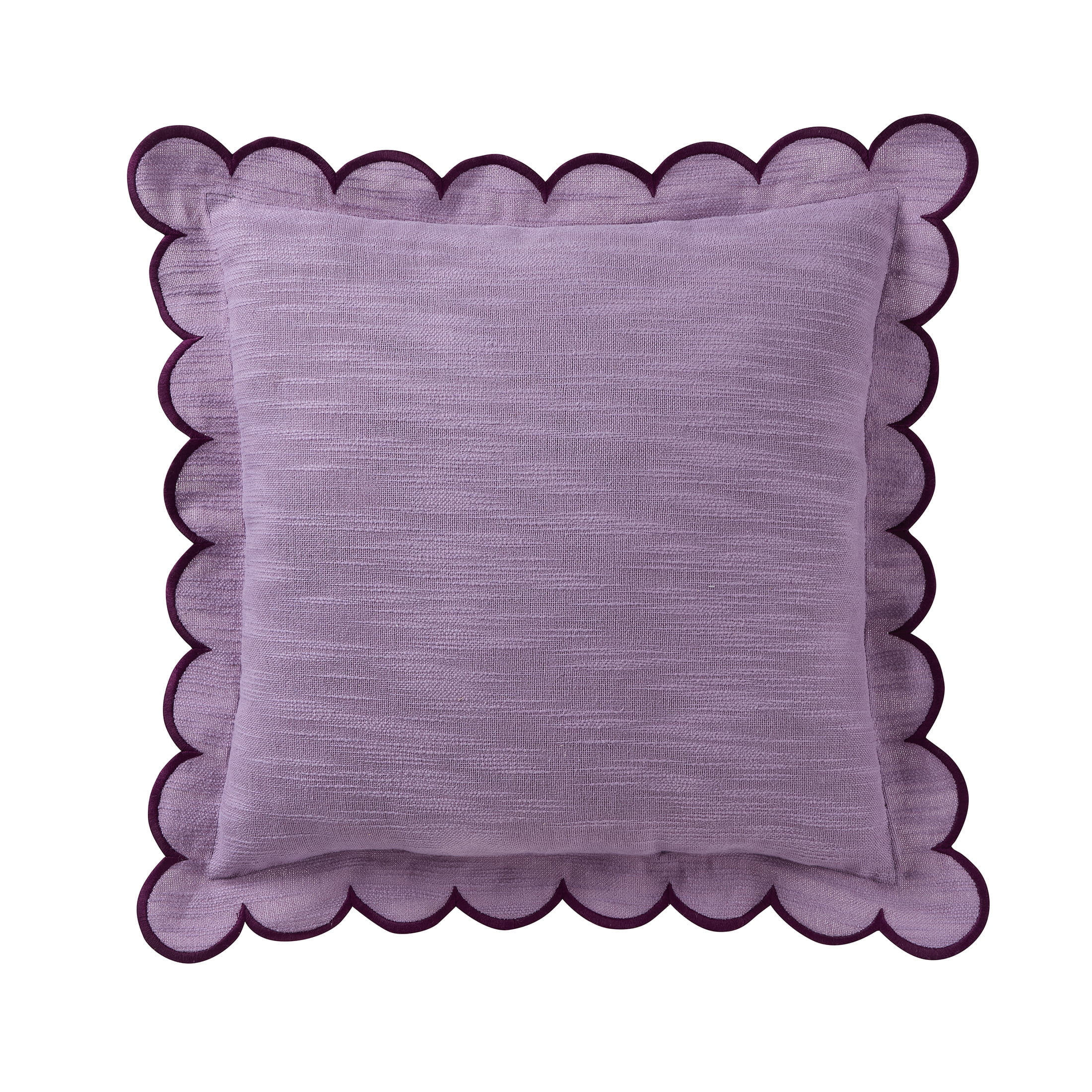 Home Decor Collection 19" x 19" Purple Scallop Flange Cotton-Rich Decorate Pillow