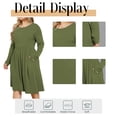 thumbnail image 5 of Mengpipi Womens's Plus Size Casual Long Sleeves Dress Crew Neck Loose Midi Dress with Pockets, 2X-5X, 5 of 6