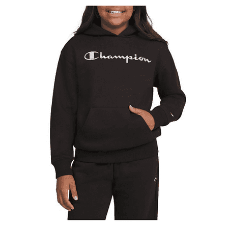 Champion Girls XS Black Logo Fleece Hoodie