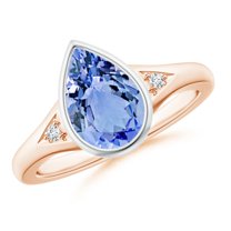 ANGARA Natural Pear-Shaped 1.95 ct Tanzanite Ring with Diamonds in 14K Rose & White Gold for Women (Size-10x7mm) | December Birthstone, Anniversary, Jewelry Gift for Women | Natural Tanzanite Ring