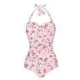 thumbnail image 5 of FKELYI Pink Floral Axolotl Print One Piece Swimsuit for Women Summer Swimwear with Soft Pads Breathable Monokini Tummy Control Bathing Suit Bikini Set for Lady Swimming Surfing, L, 5 of 6