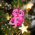 thumbnail image 2 of Cancer 2D Flat Christmas Ornament, Pink Fight Ribbon Survivor Women Wreath Pine Tree Decor, Hanging House Charm Eve Keepsake, Car Rear View Mirror Accessories - C, 2 of 5