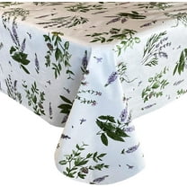 Newbridge Herb Garden Floral Kitchen Design Flannel Backed Vinyl Tablecloth, 60” x 120” Oblong/Rectangle
