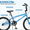thumbnail image 2 of imerelez 20 Inch Freestyle MTB for Kids Ages 7-10, Single Speed with Rear Caliper Brake, Steel Frame & 20x2.125 Tires, 85% Pre-Assembled in Blue, 2 of 7