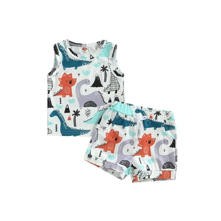 

2PCS Toddler Kid Baby Boys Summer Dinosaur Clothes T-shirt Tops+Shorts Pants Set