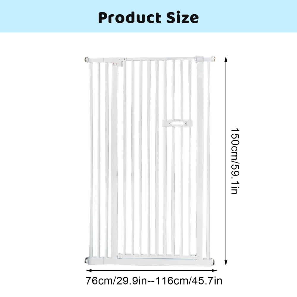 30"-45.7" Wide Cat Gate, Indoor Baby Barrier 59.1in Height, Double Lock System for Baby & Pet Safety