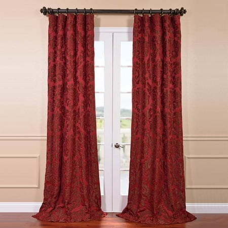 Half Price Drapes Astoria Damask Faux Silk Jacquard Rod Pocket Single Curtain Panel