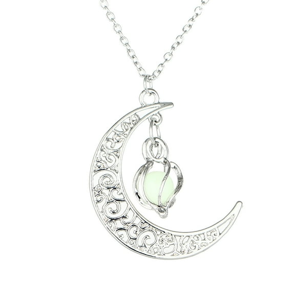 Jewelry VerPetridure Hollow Spiral Moon Luminous Pendant Whirlwind Luminous Bead Necklace