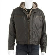 Big Men's Pleather Biker Jacket with Removable