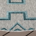 thumbnail image 3 of SAFAVIEH Courtyard Floella Geometric Indoor/Outdoor Area Rug, Grey/Teal, 6'7" x 6'7" Round, 3 of 12