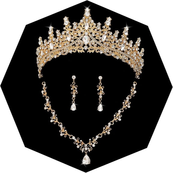 Crystal Crown and Jewelry Set for Women Royal Tiaras Earrings Necklace for Bridal Wedding Princess and Queen Costume Jewelry for Prom Pageant Pageant Birthday Party Halloween Quinceanera