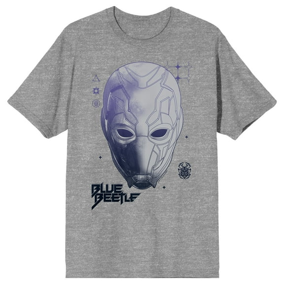 Blue Beetle Face Art Crew Neck Short Sleeve Athletic Heather Men's T-shirt
-Medium