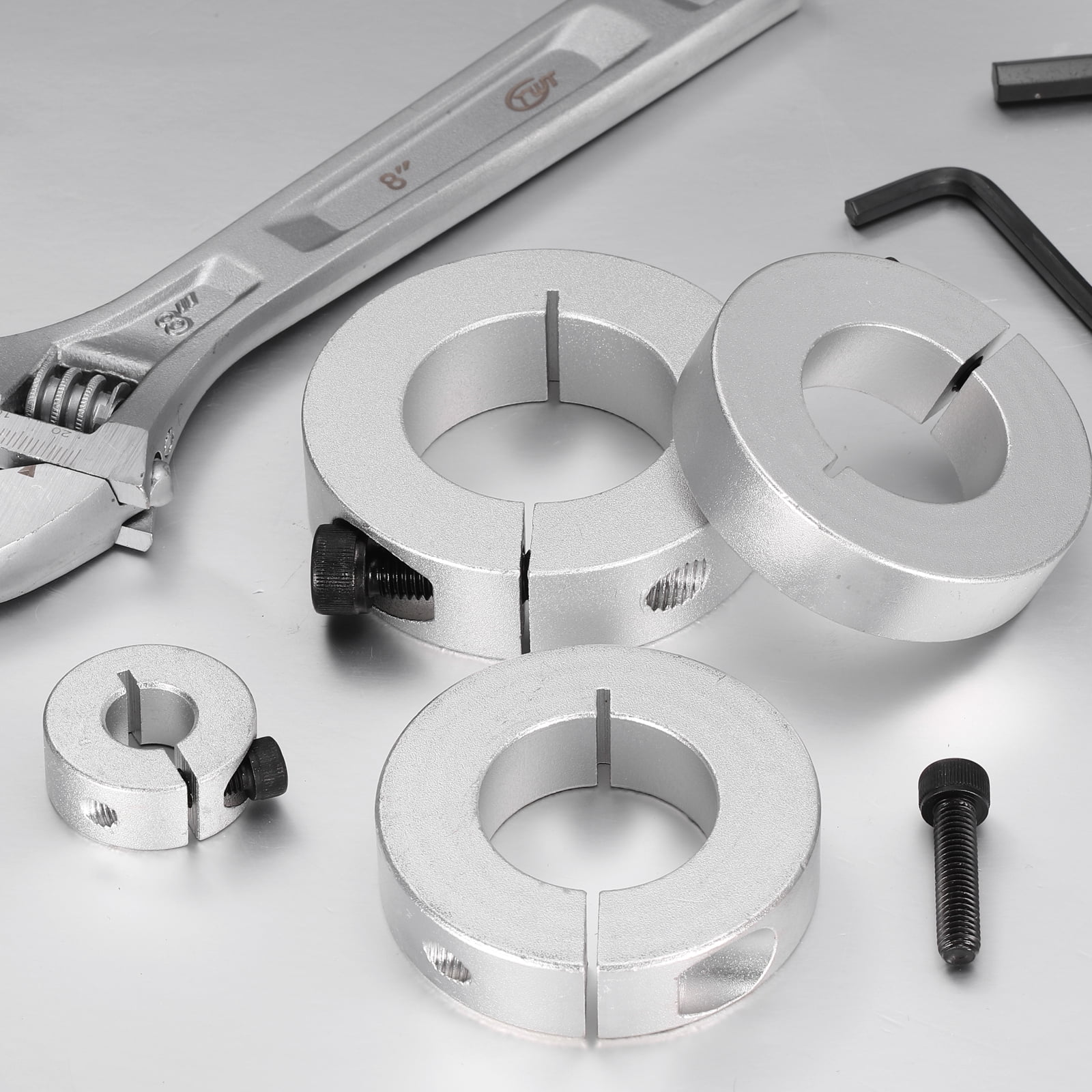 Uxcell 4pack Single Split Clamp-On Shaft Collar 12mm Bore One-Piece Clamping Collar, 30mm OD, 10mm Thickness, Aluminum Alloy Set Screw Split Collar Clamp
