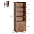 thumbnail image 2 of Qinaqin 71.4-inch wooden si x -layer bookshelf industrial style display storage rack farmhouse bookcase con doors, 2 of 7
