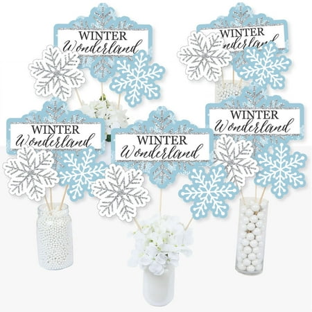 Winter Centrepieces Winter Wonderland - Snowflake Holiday Party & Winter Wedding Party Centerpiece Sticks - Table Toppers - Set of 15 ()